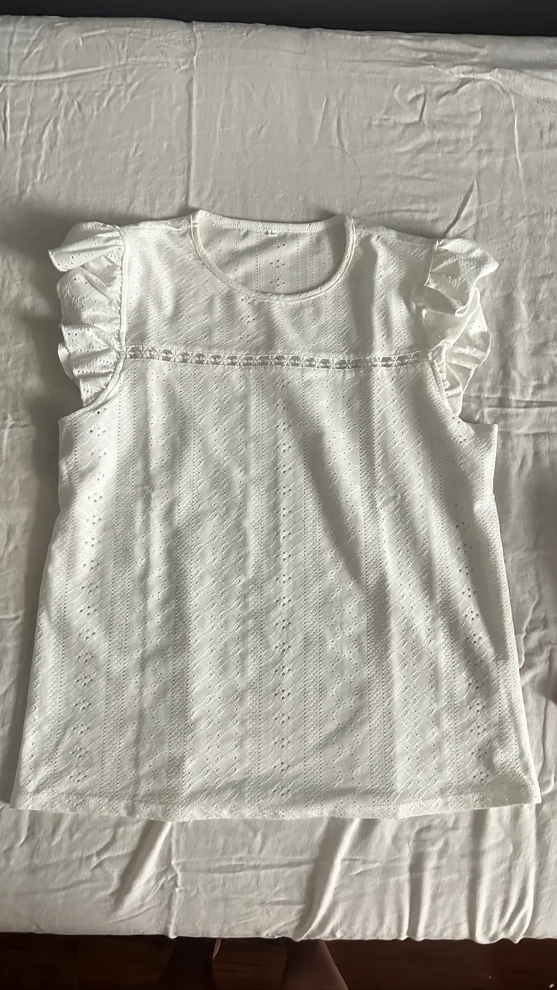 White Eyelet Blouse - Size L thumbnail