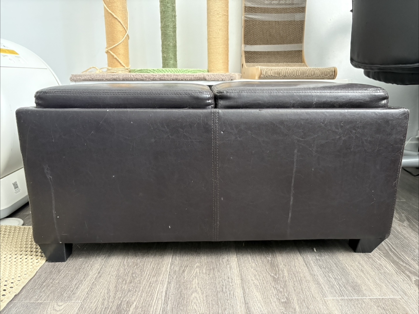 Brown Leather Storage Ottoman