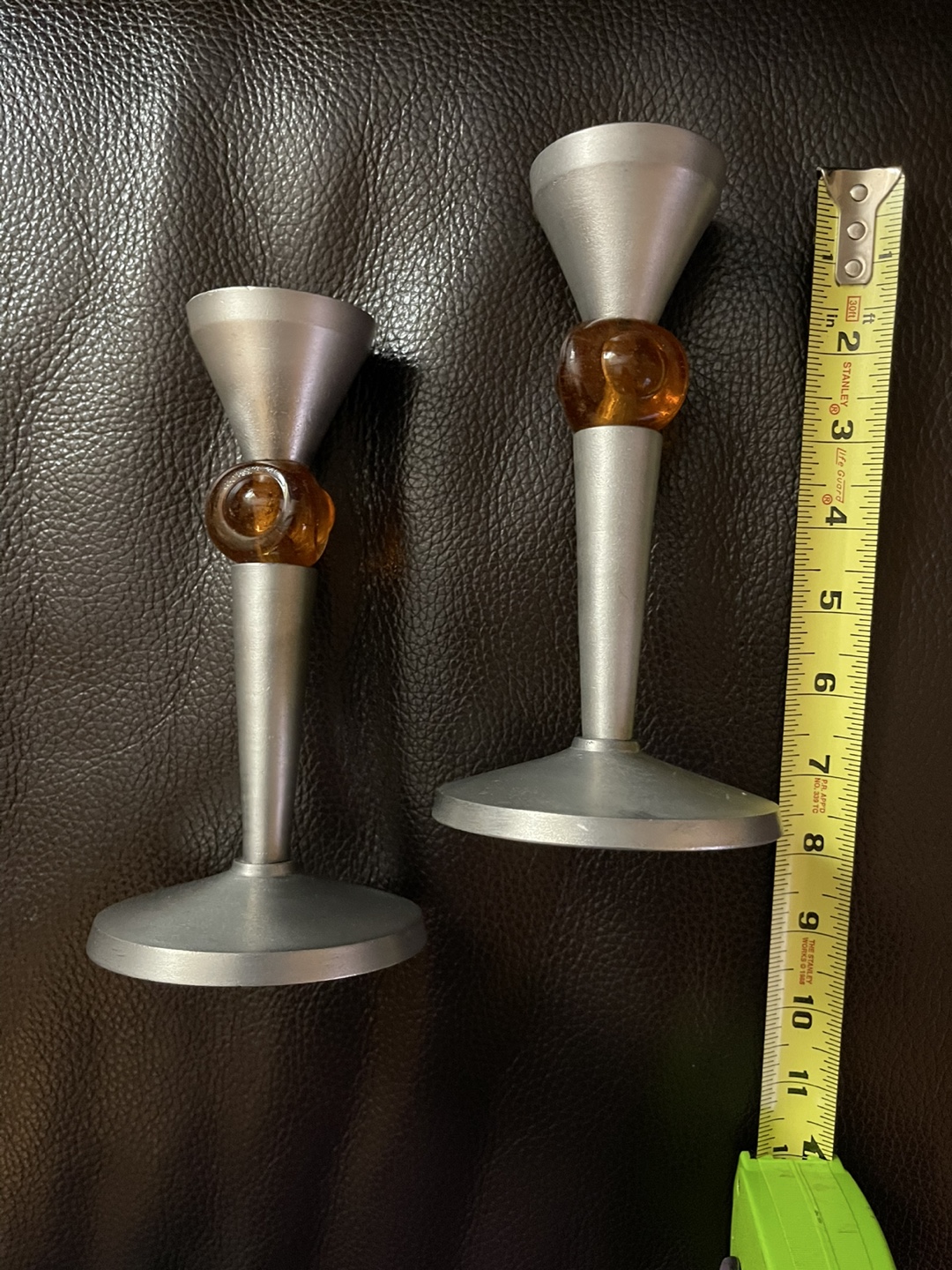 Pair of Metal Candlestick Holders - photo 2