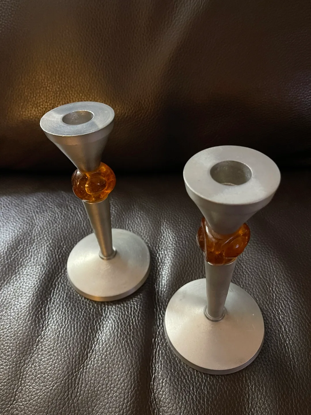 Pair of Metal Candlestick Holders