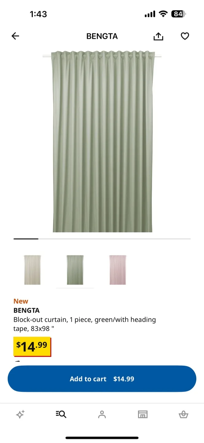 Curtain + Curtain Rod 122.1-141.7 inch Black image indicator(8)