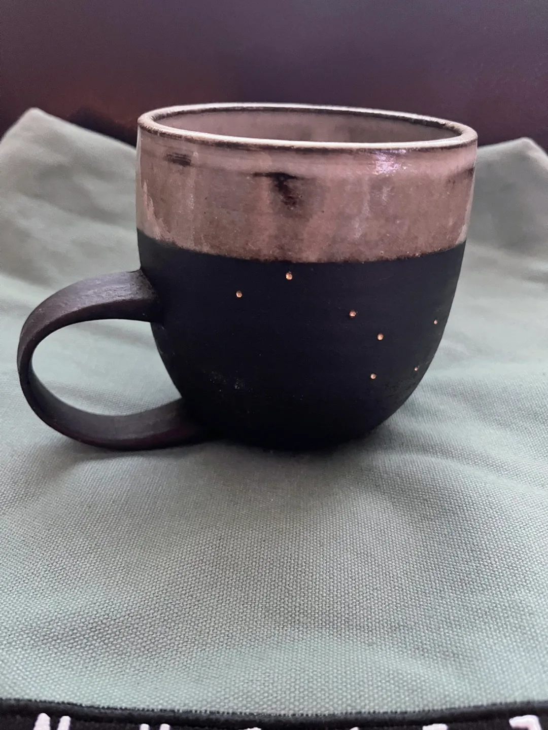 Handmade Ceramic Mug - Black and Beige