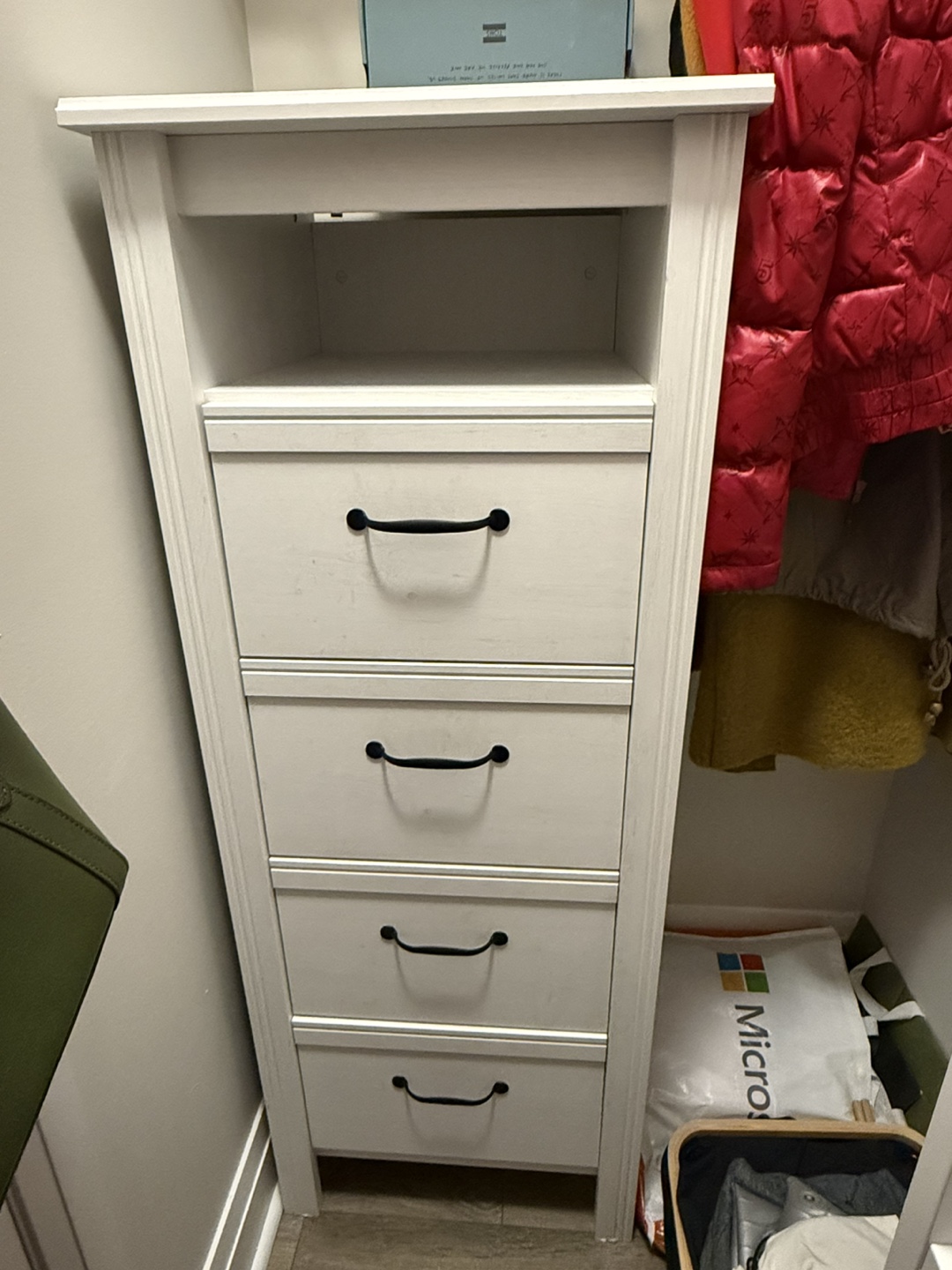 White Wooden 4-Drawer Storage Cabinet