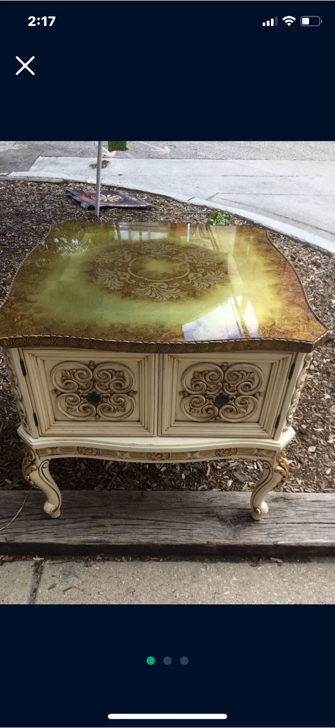 Vintage Style Accent Gold Center Scroll Side  Storage Table thumbnail