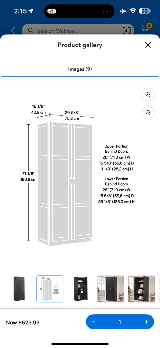 Wardrobe Armoire - Black - photo 2