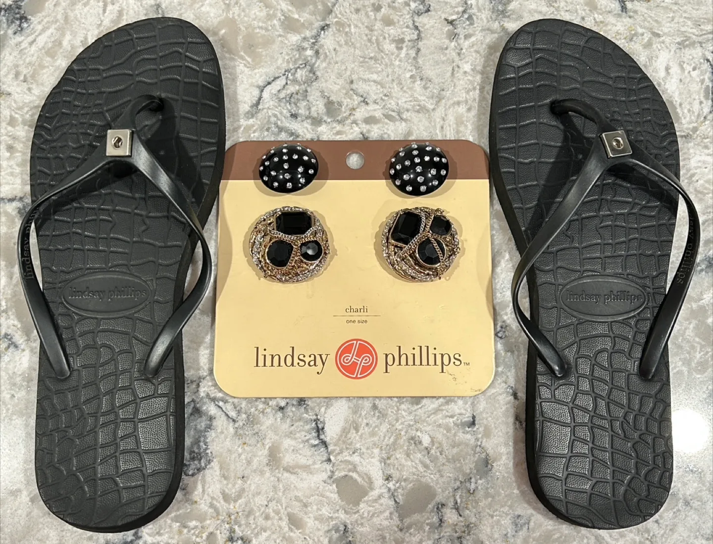 Lindsay Phillips Black Switch Flip Flops with 2 Sets of Snaps thumbnail