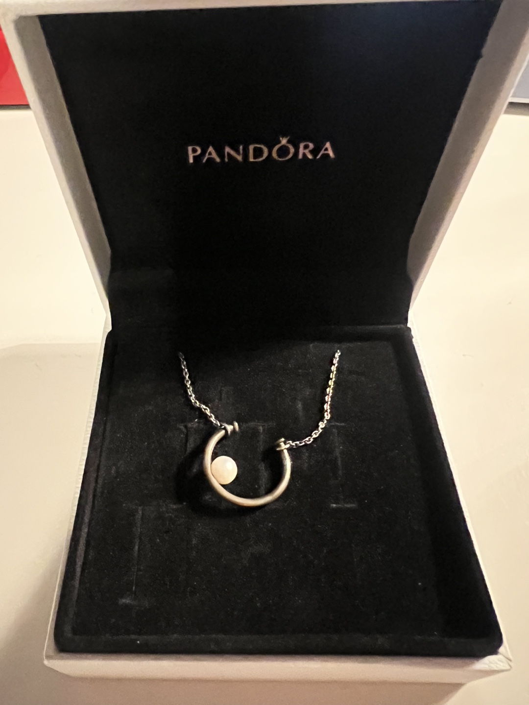 Pandora Silver Necklace with Pearl Pendant