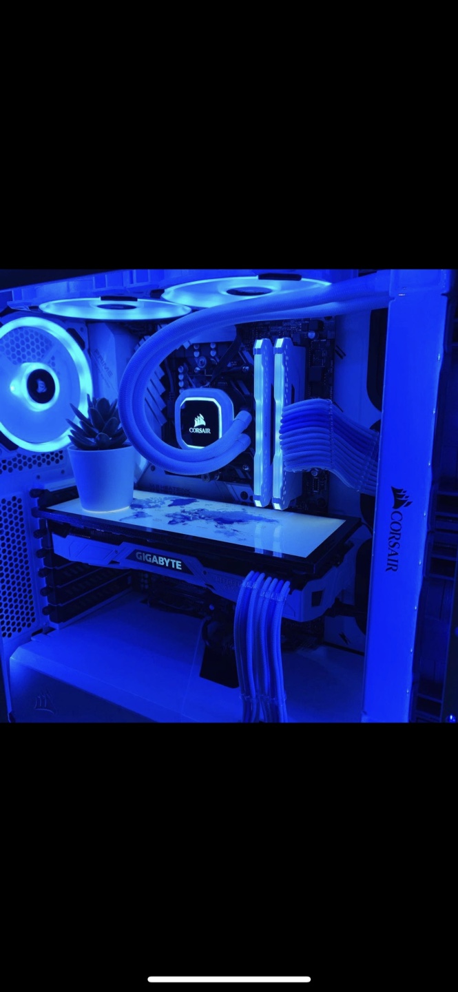 Custom White RGB Gaming PC with mouse + keyboard