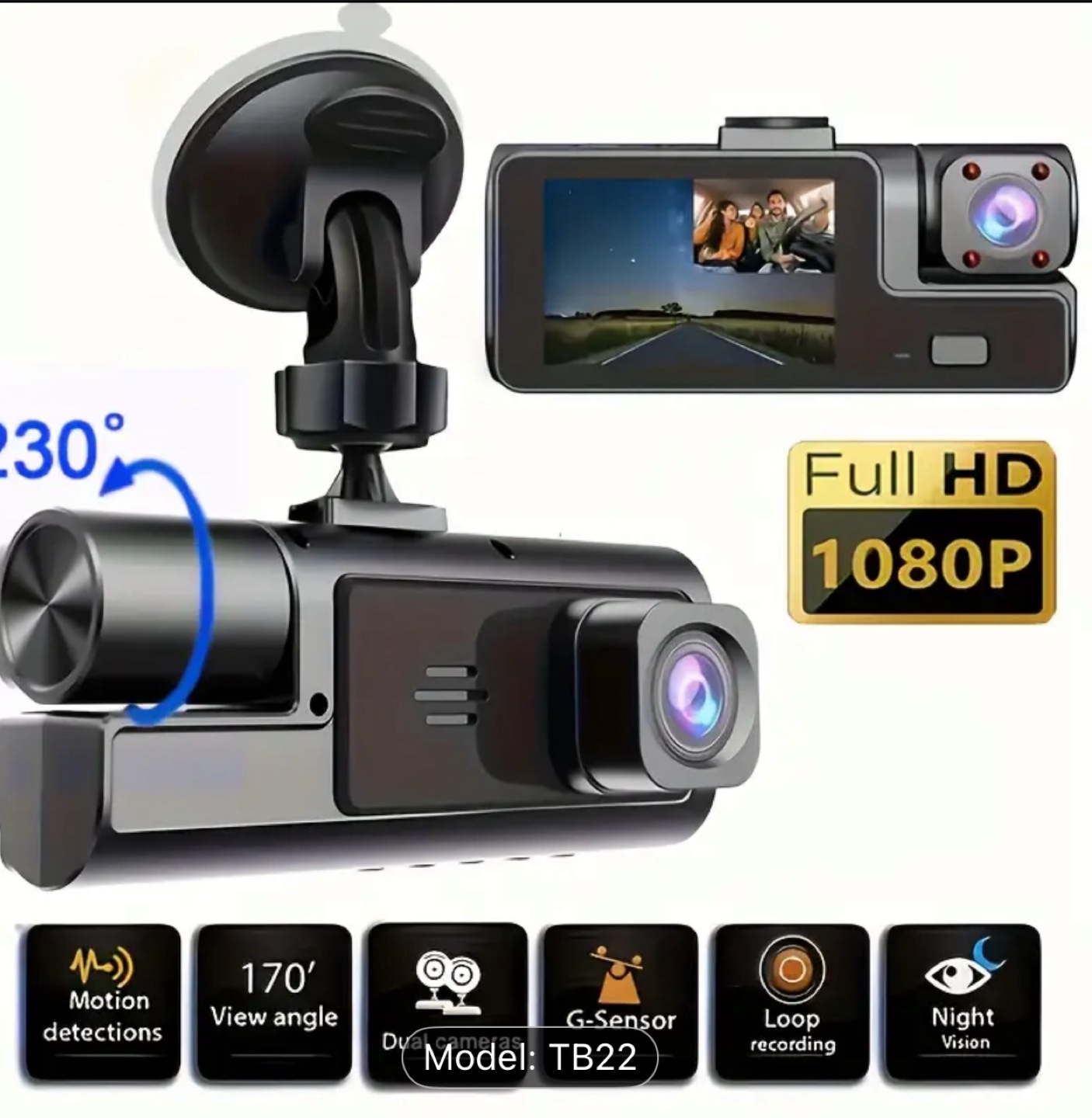 TB22 Full HD 1080P Dash Cam (NO SD CARD)