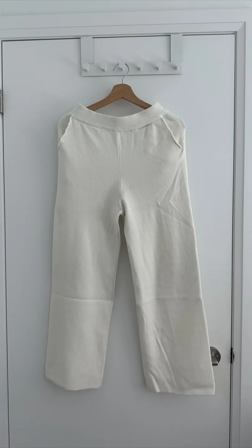 Cream Knit Wide Leg Pants thumbnail