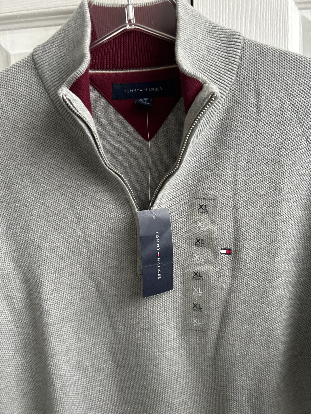 Tommy Hilfiger XL Grey Half-Zip Sweater - New! image indicator(2)