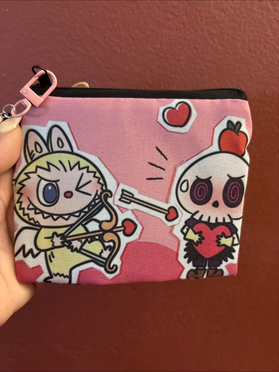 Pink LABUBU Cartoon  Coin Purse With LABUBU keychain Charm 🥕 thumbnail