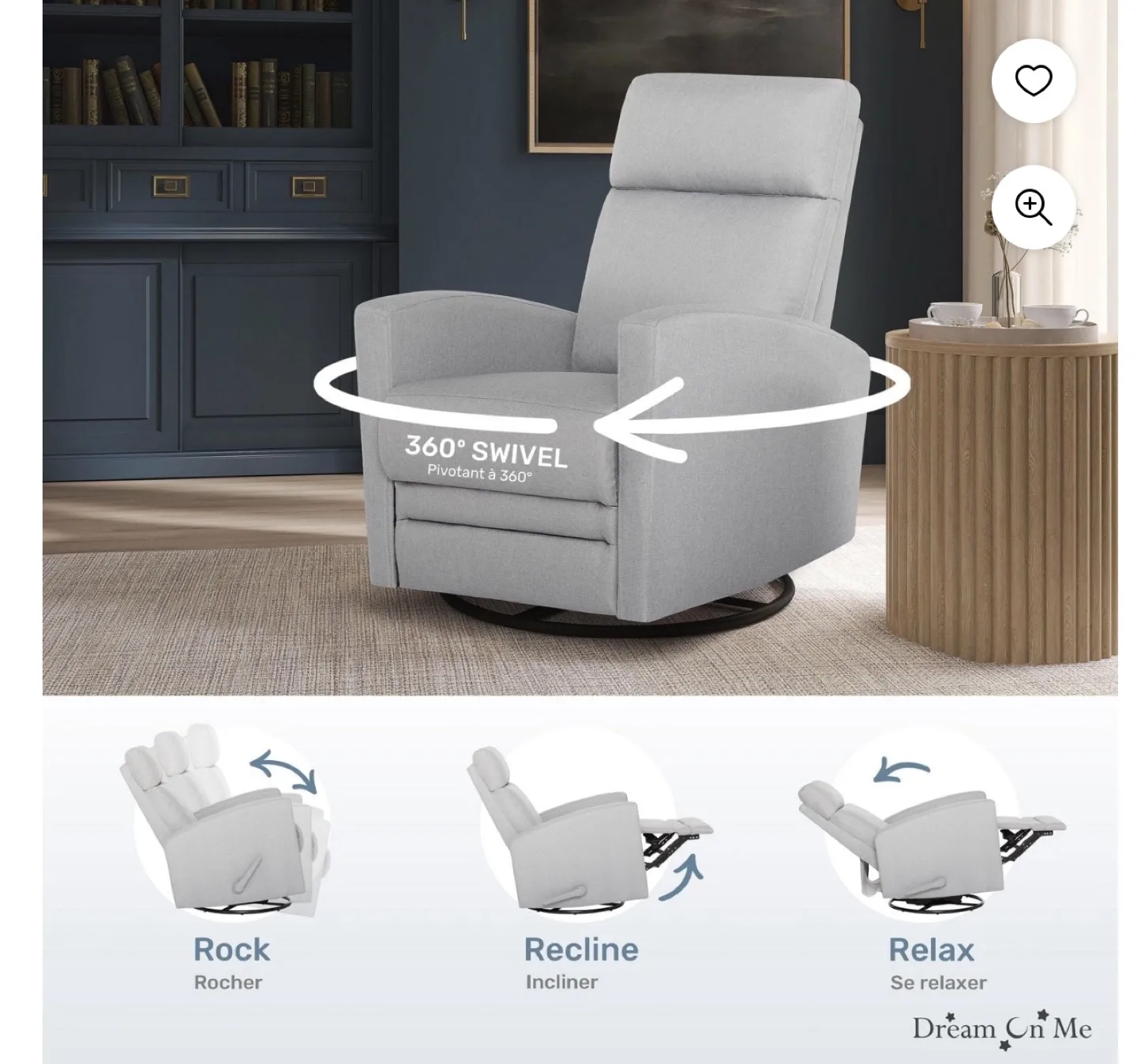 Dream On Me Chatham Swivel Glider Recliner image indicator(4)