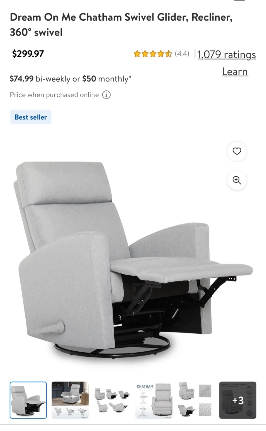 Dream On Me Chatham Swivel Glider Recliner image indicator(3)