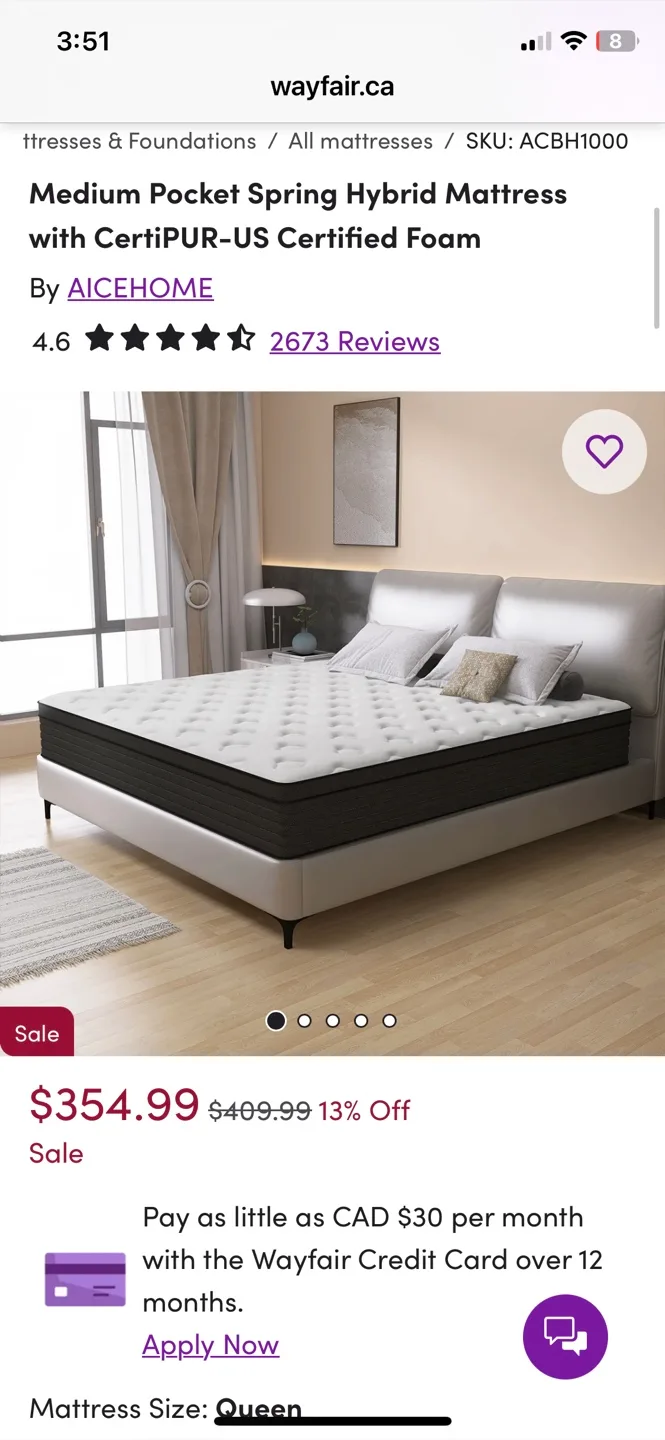 New Queen size mattress and box spring thumbnail