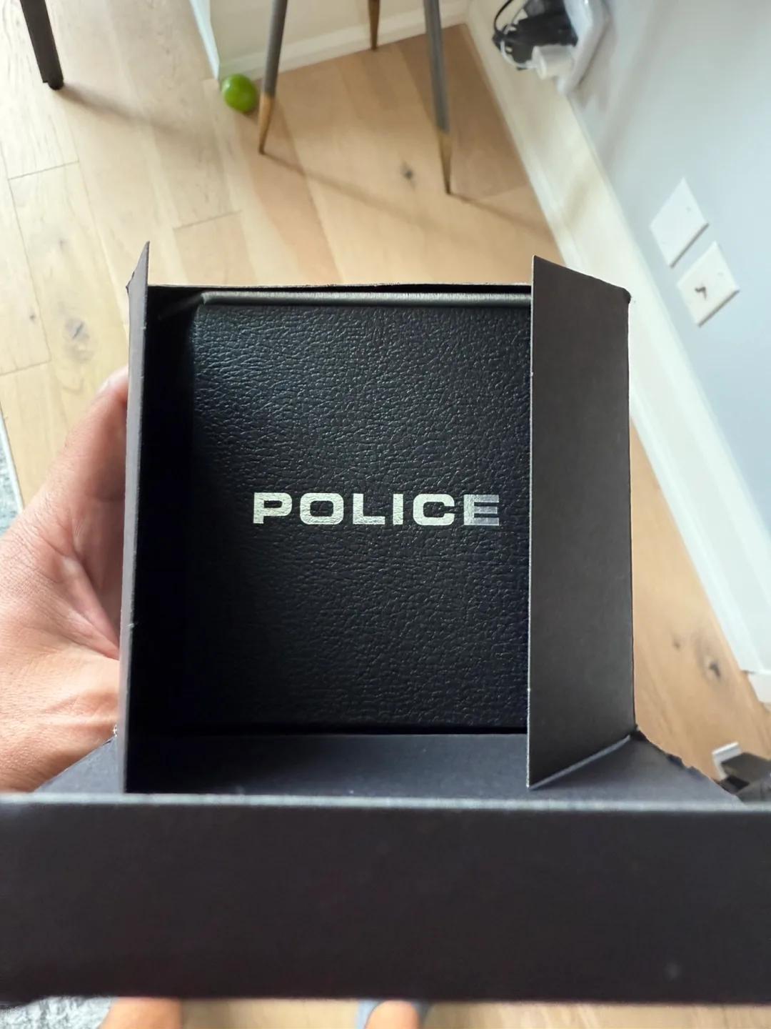 Police Men's Black Leather Strap Watch