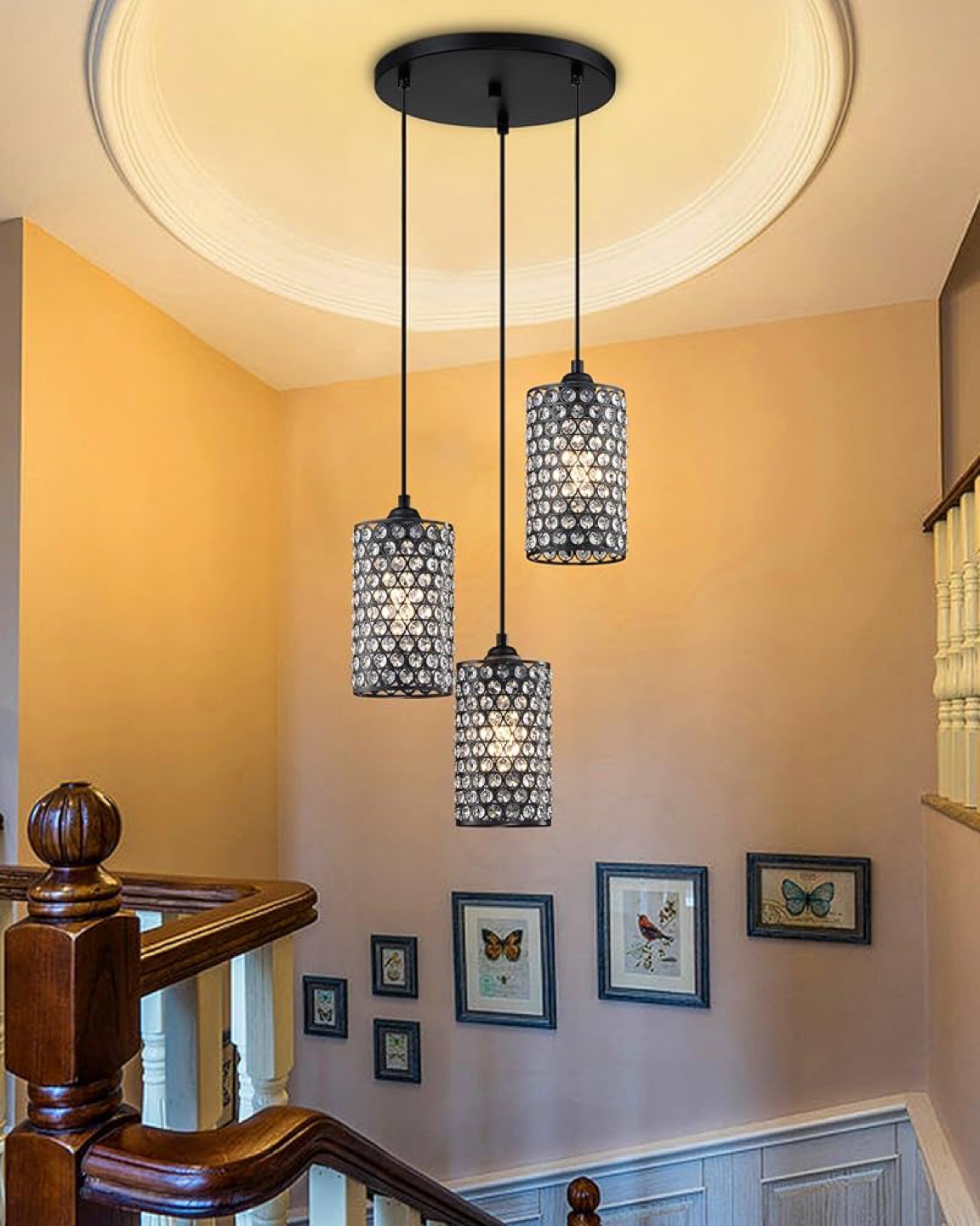 Doraimi Lighting 3-Light Hanging Pendant - Black