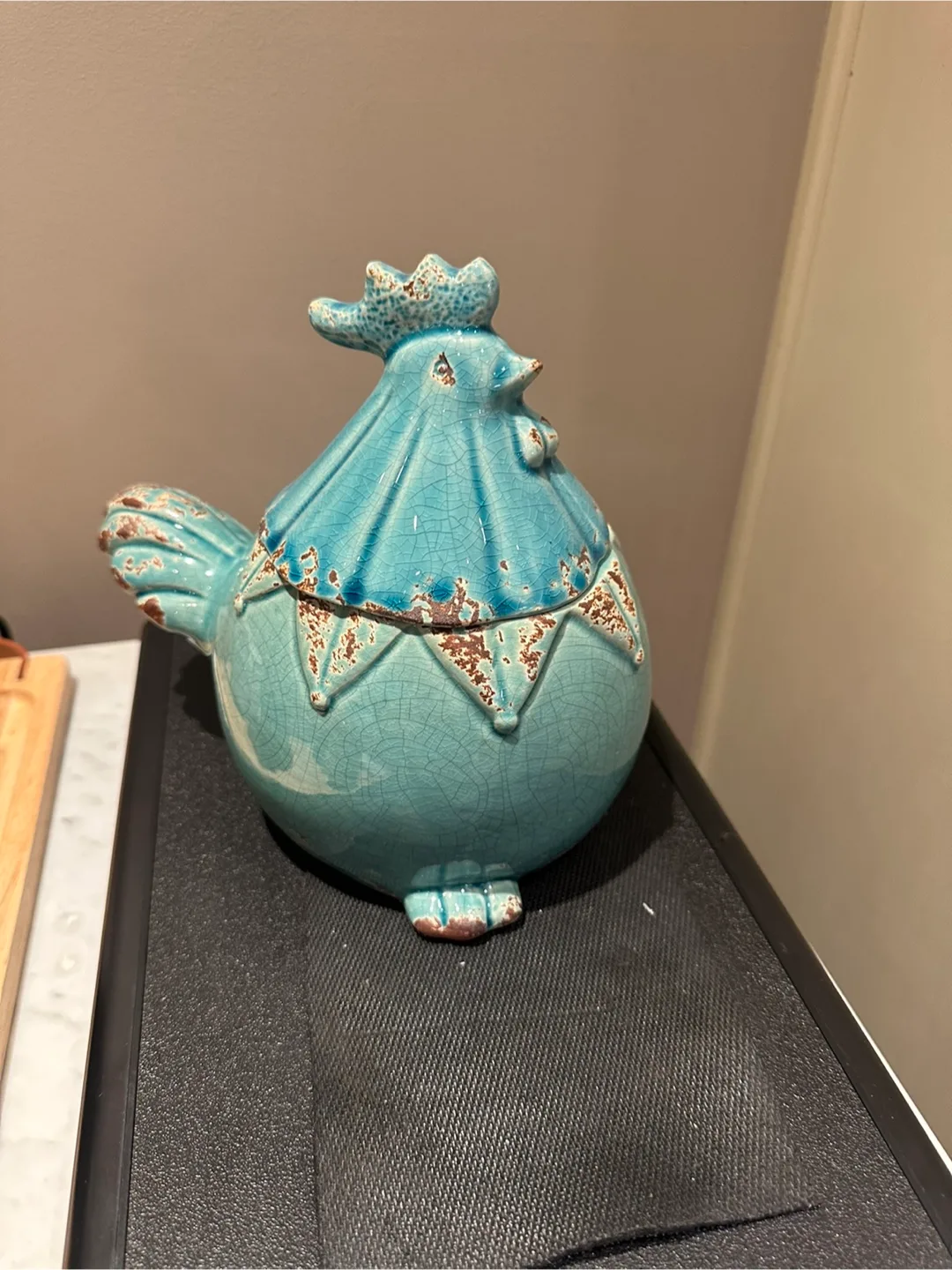 Ceramic Chicken Jar/Container - Blue thumbnail