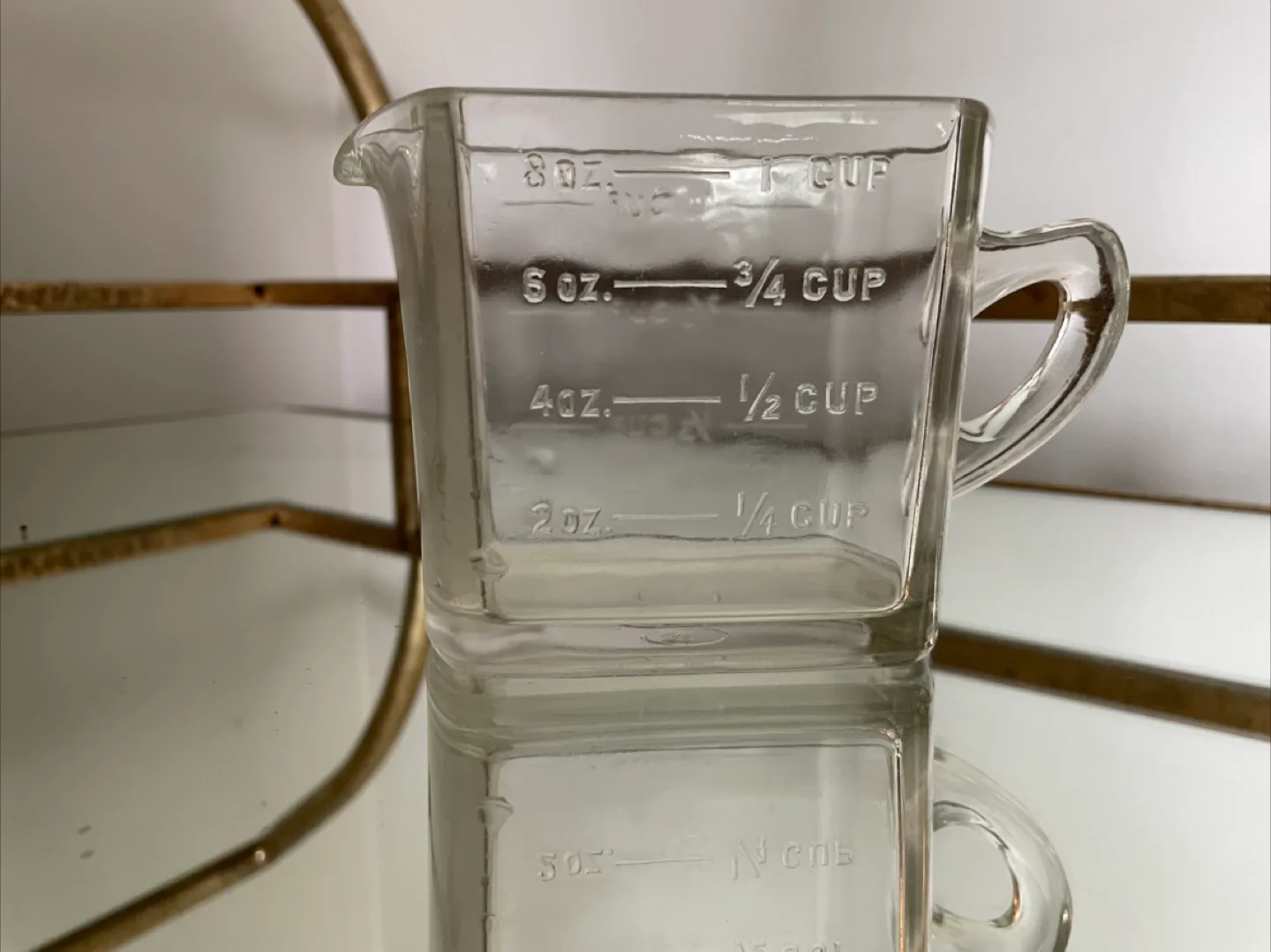 Antique 1920  Clear Glass Measuring Cup - 8 oz thumbnail