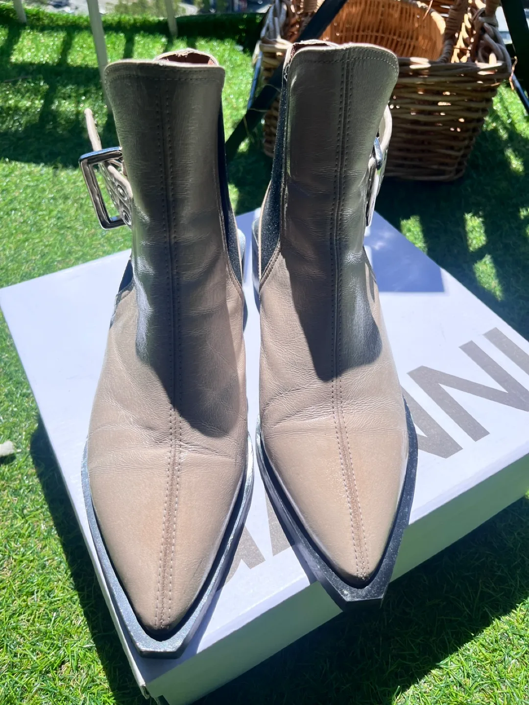 Ganni Leather Ankle Boots, Size 39 thumbnail