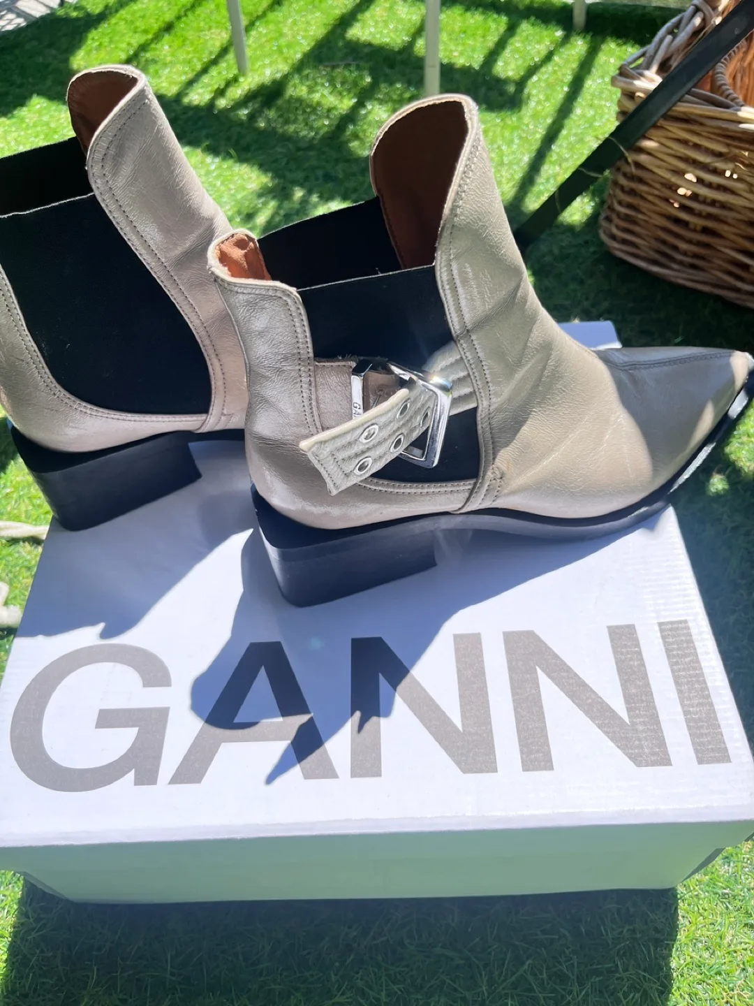Ganni Leather Ankle Boots, Size 39 image indicator(2)