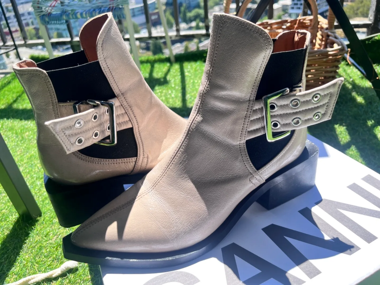 Ganni Leather Ankle Boots, Size 39 image indicator(3)