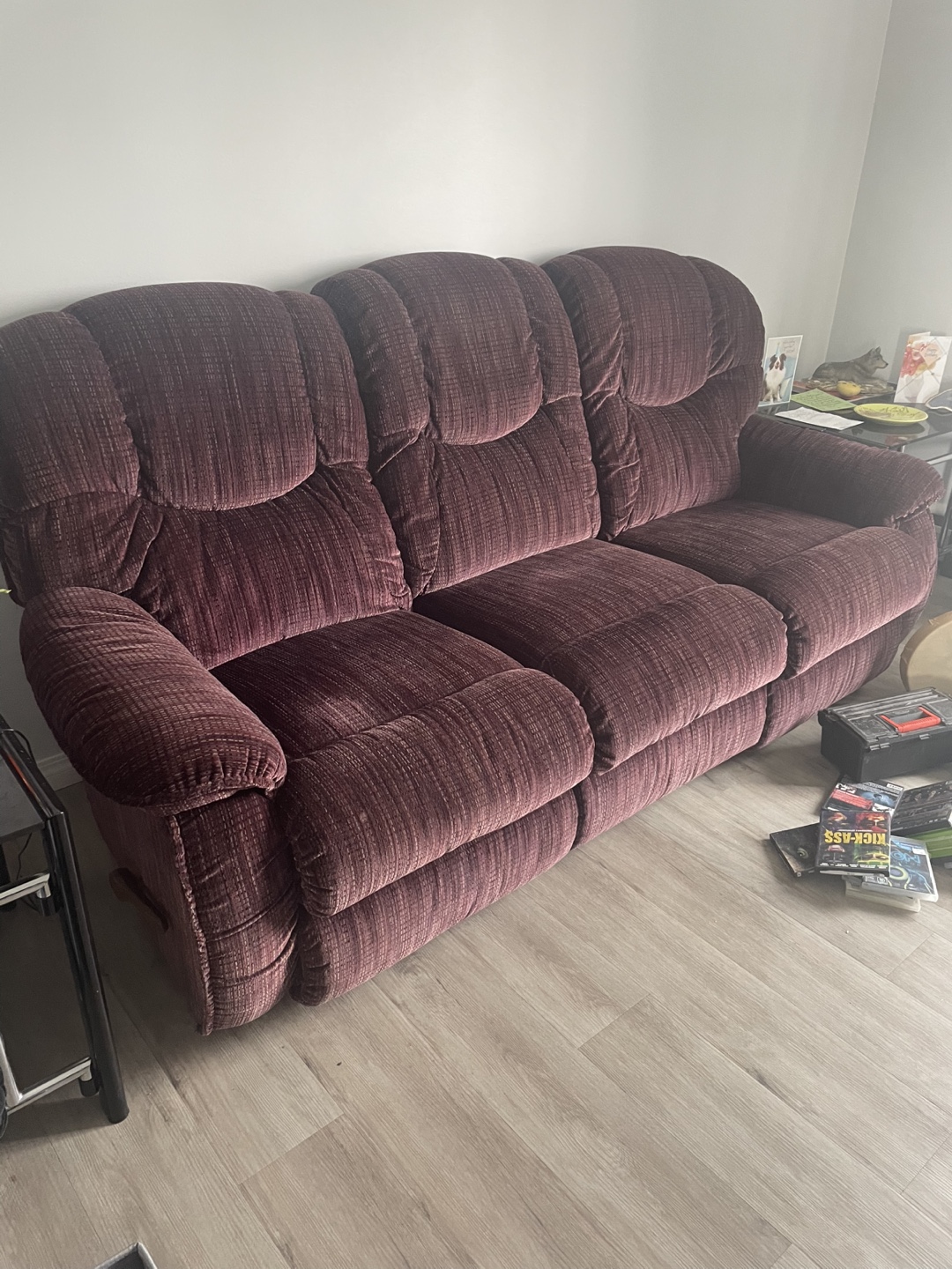Burgundy Reclining Sofa