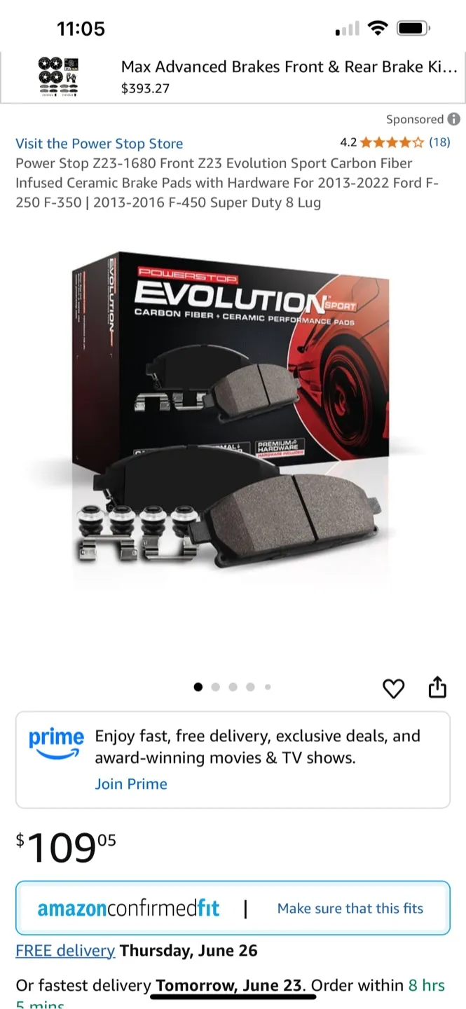 Power Stop Z23 Evolution Sport Brake Pads thumbnail