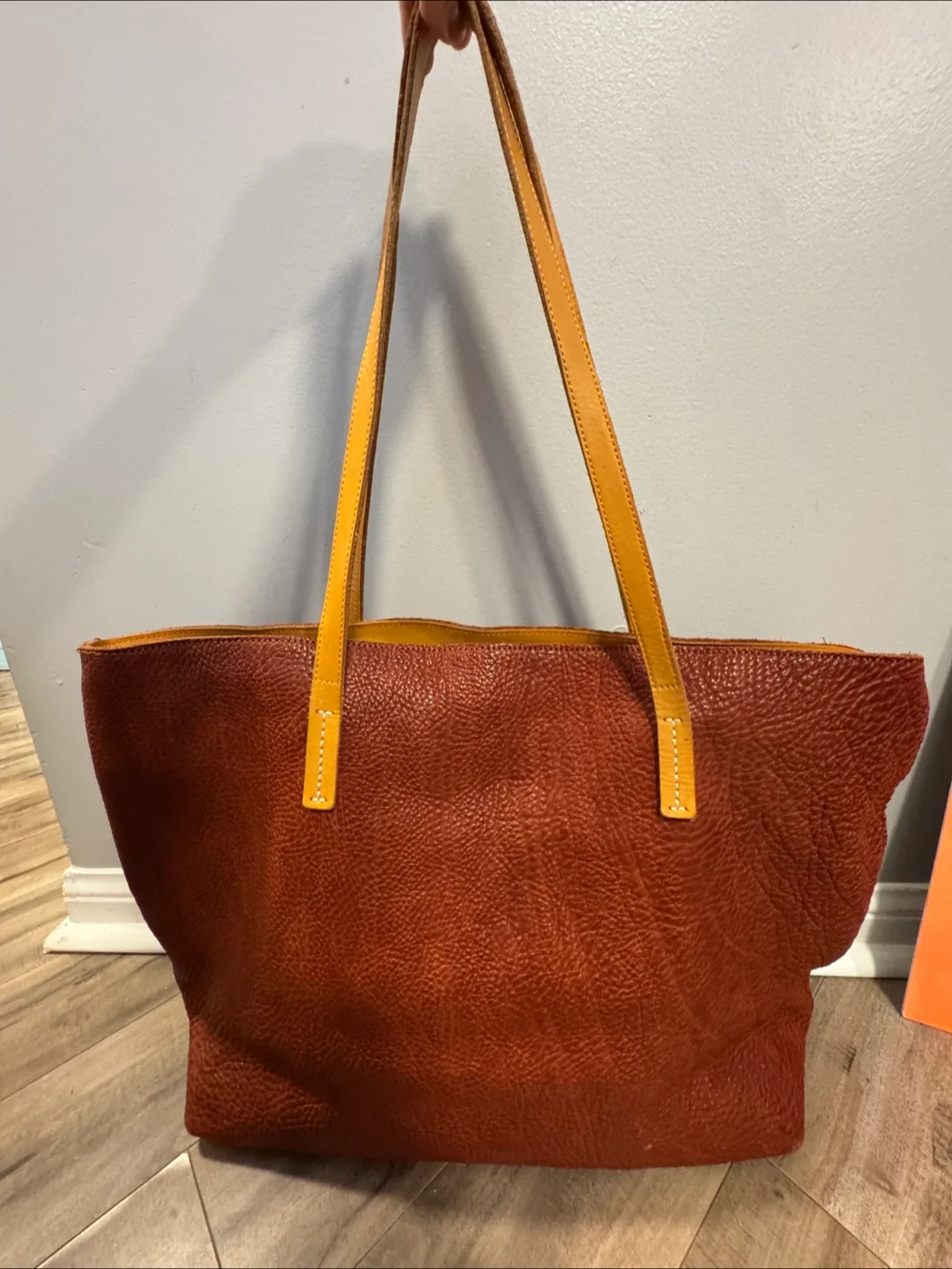 Handmade Leather Tote Bag - Brown 🇨🇦 thumbnail