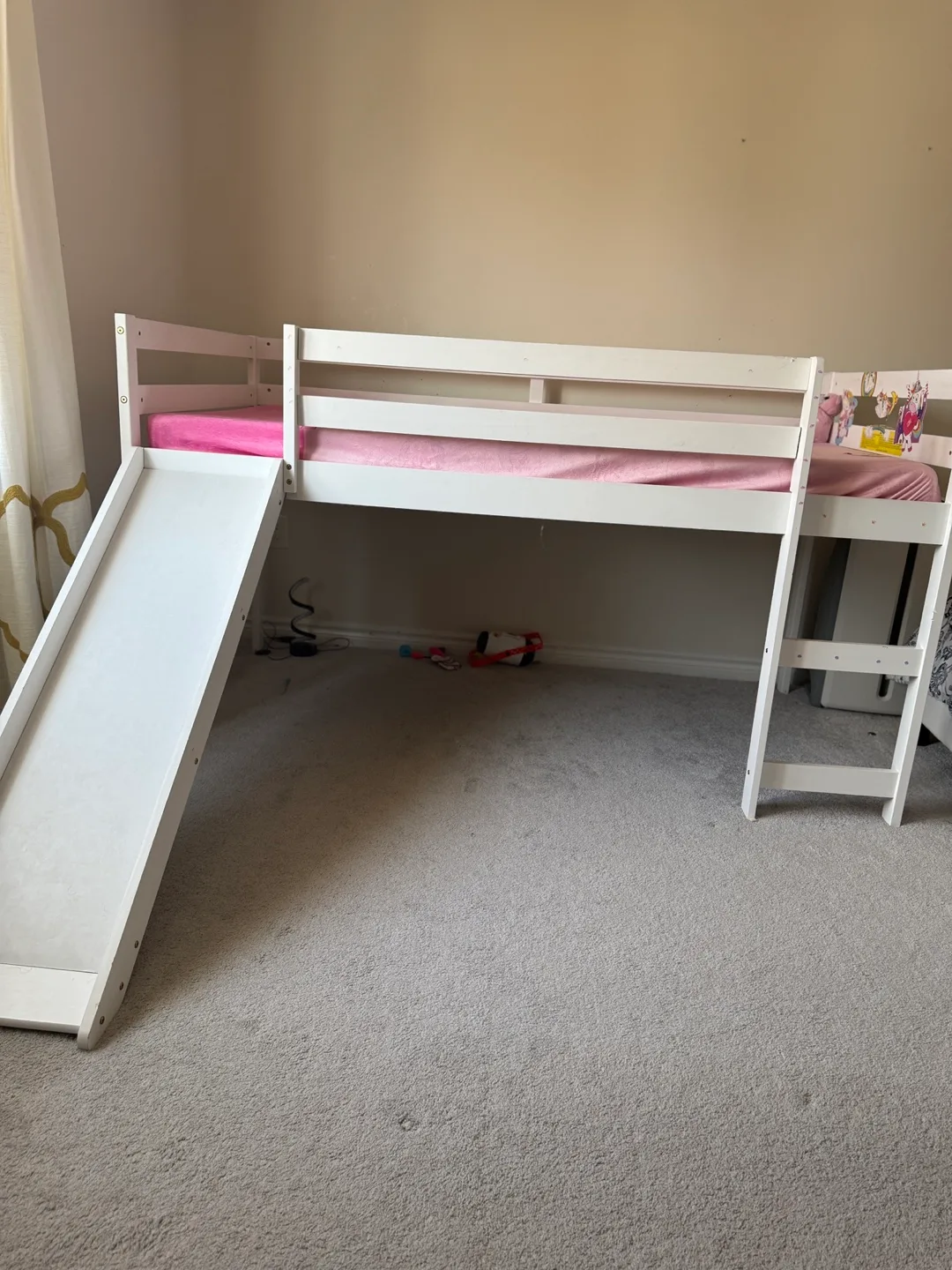 White Loft Bed with Slide thumbnail