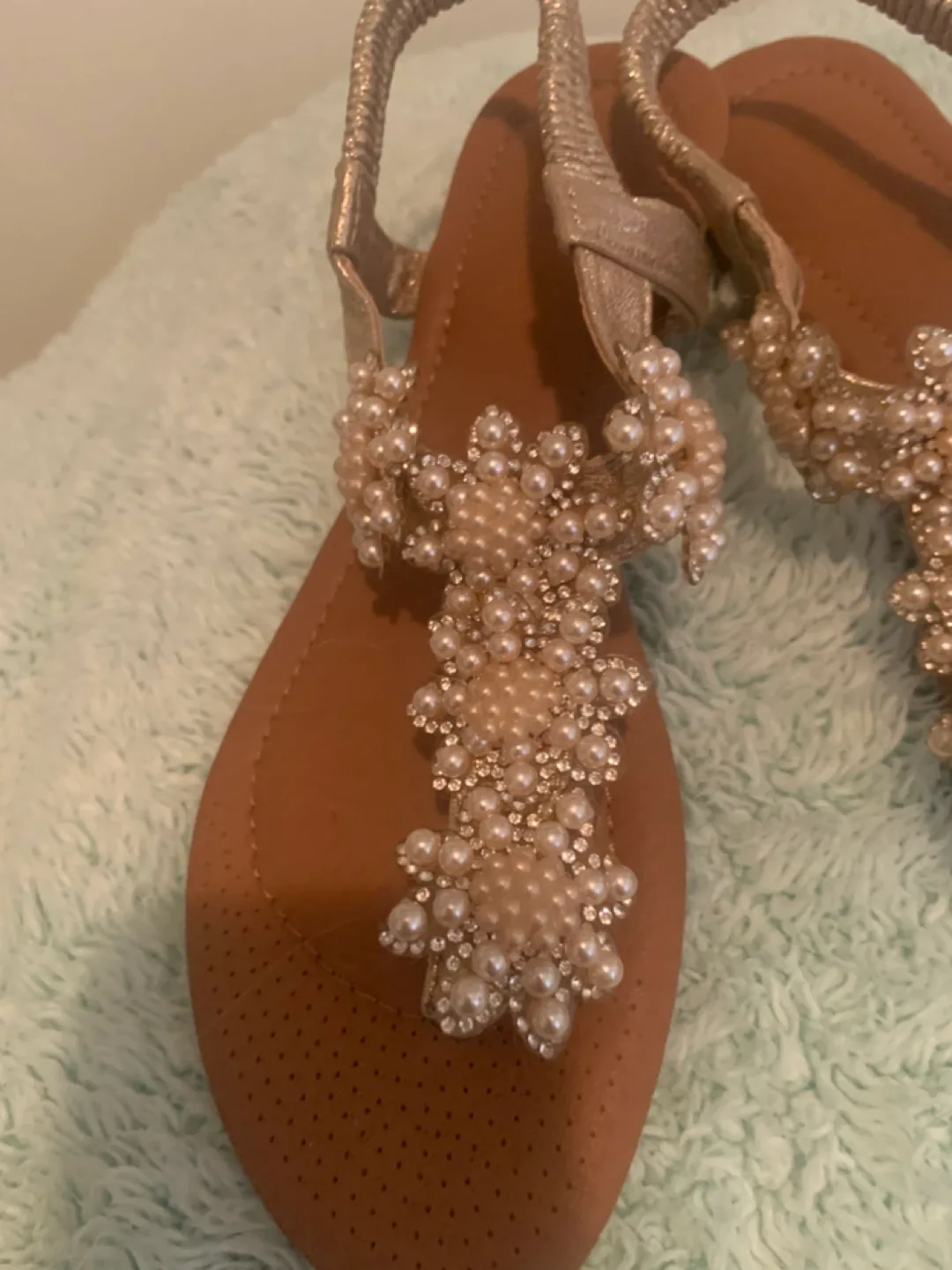 Brown & Gold Beaded Sandals thumbnail