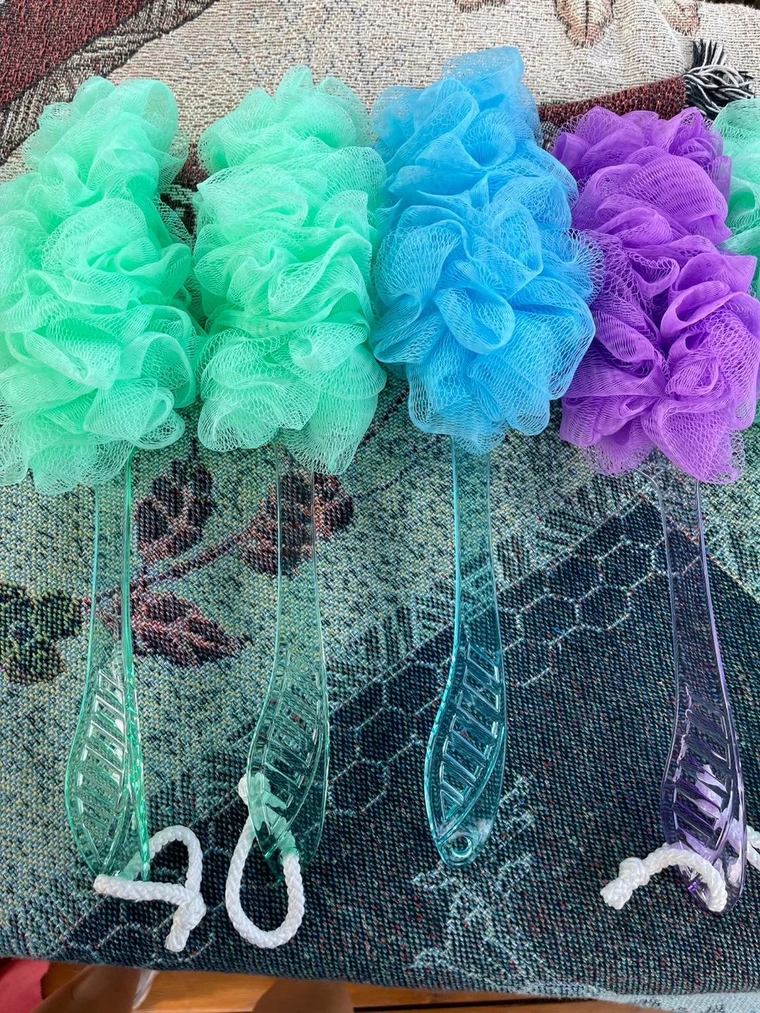 Bath Loofah with Handle - Green, Blue, Purple image indicator(5)