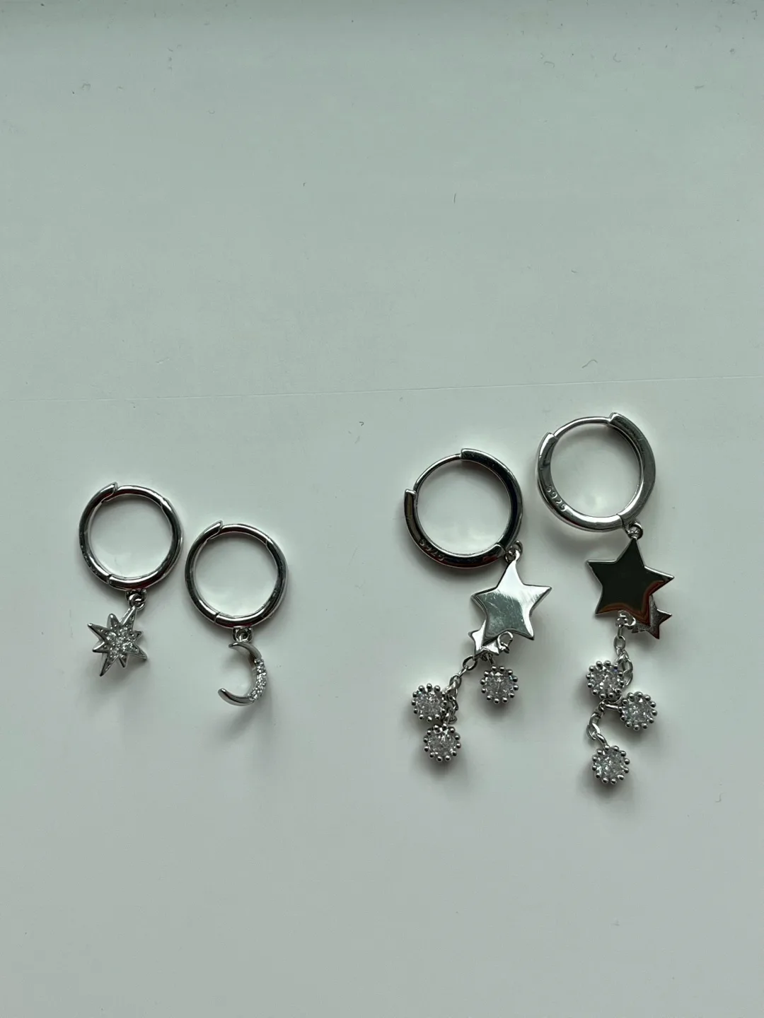 Star & Moon Silver Earrings - New! thumbnail