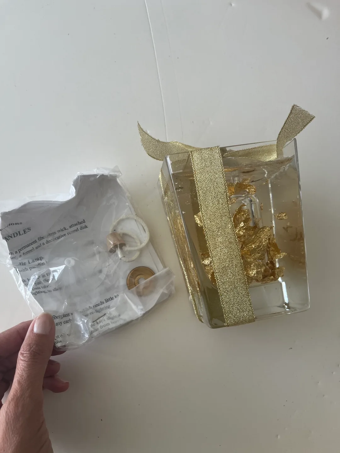 Catalena Creations Gold Tall Square Forever Candle thumbnail