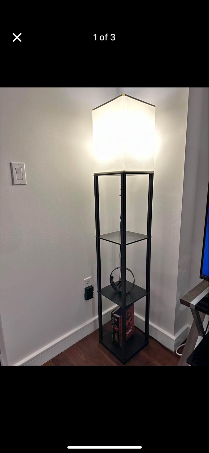 addlon Floor Lamp with Shelves - Black