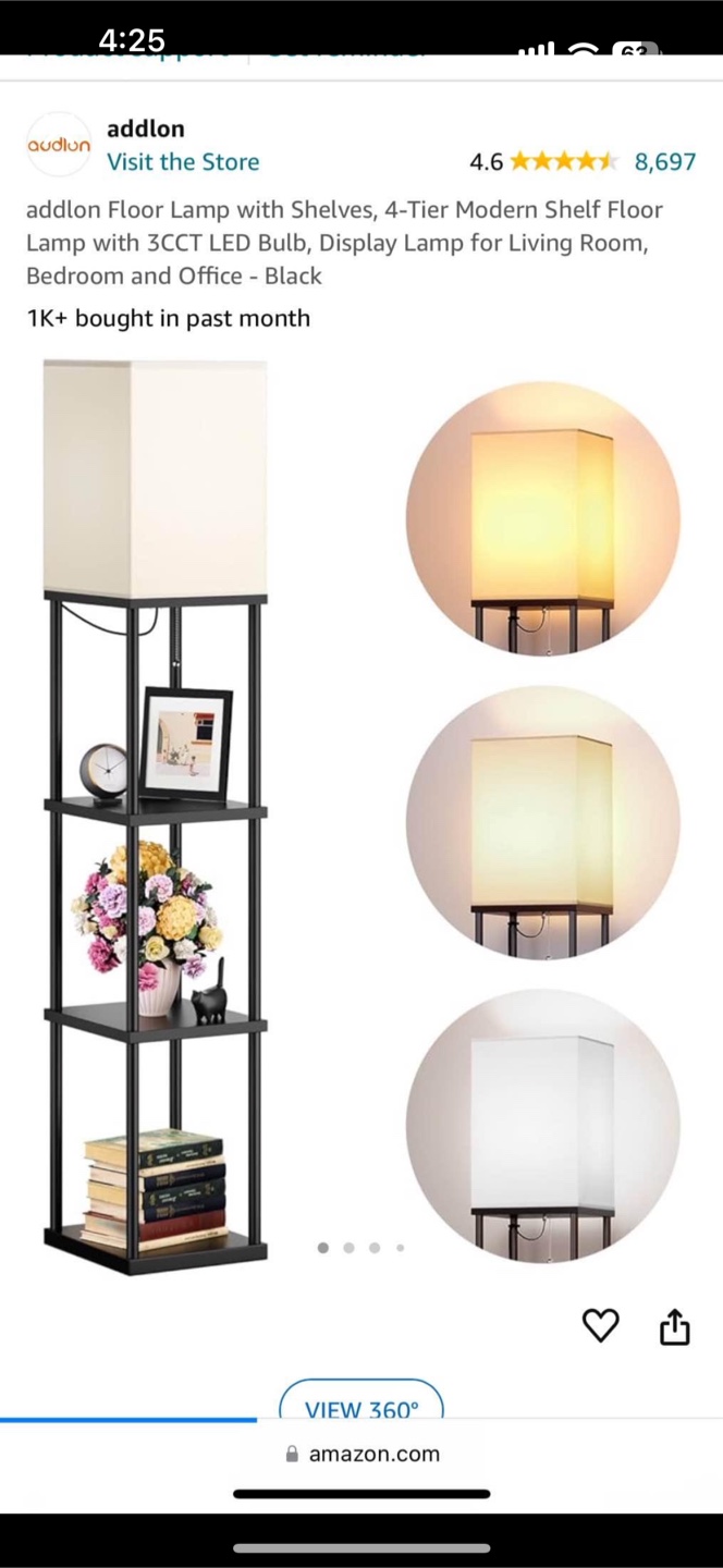 addlon Floor Lamp with Shelves - Black - photo 2