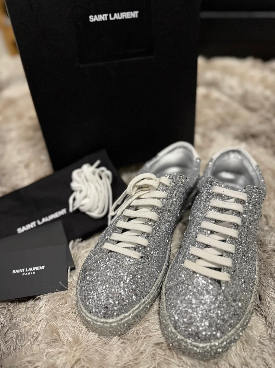 Saint Laurent Court Classic Glitter Sneakers size 37 thumbnail