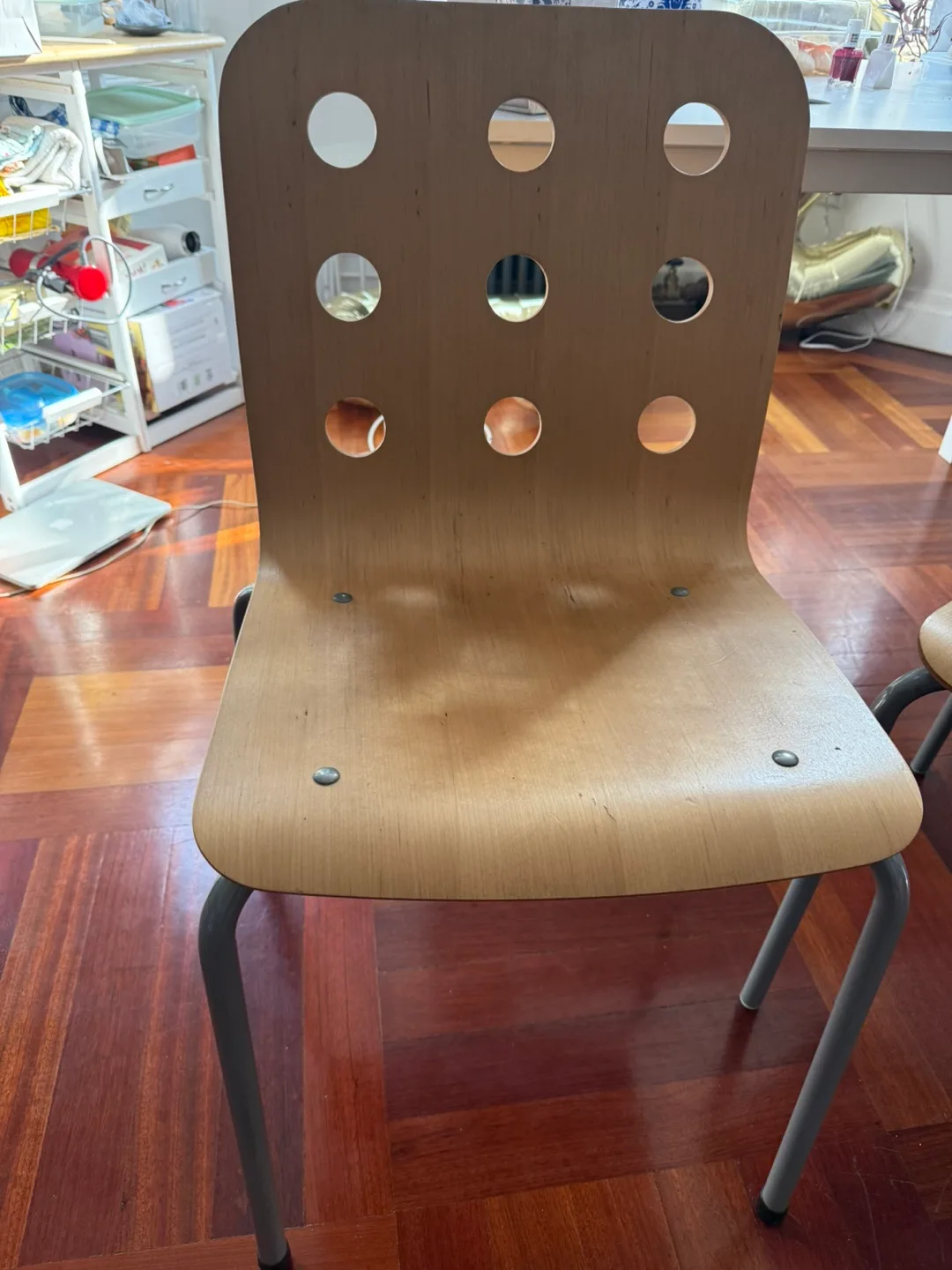 2 Wooden Chairs with Metal Legs image indicator(2)