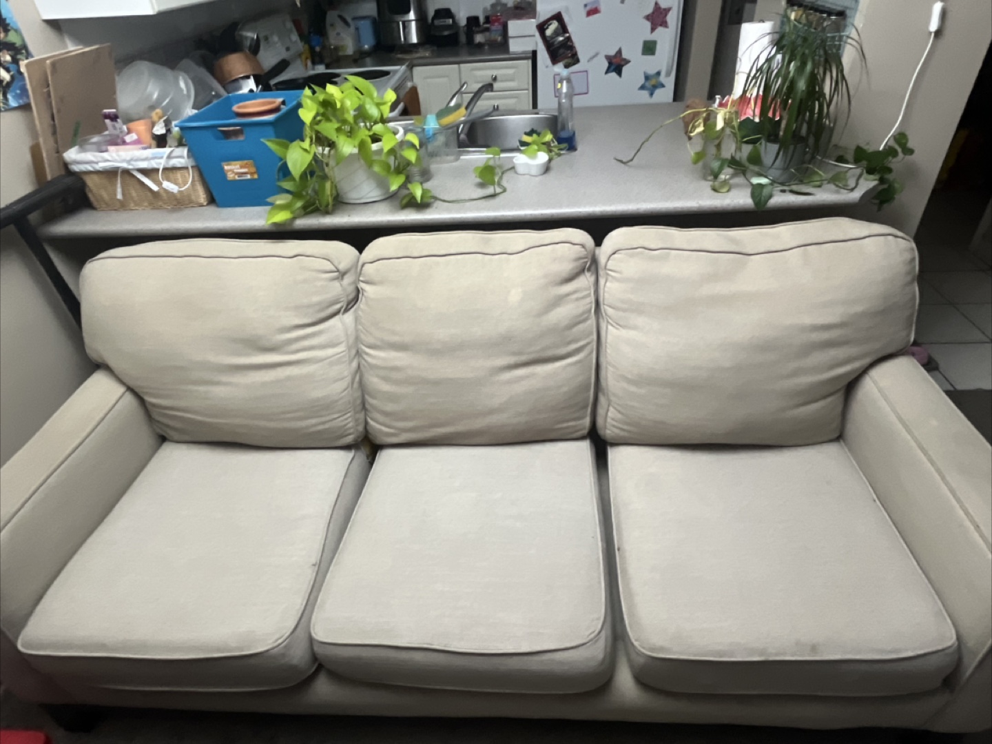 Comfortable Beige Three-Seat Sofa - photo 5