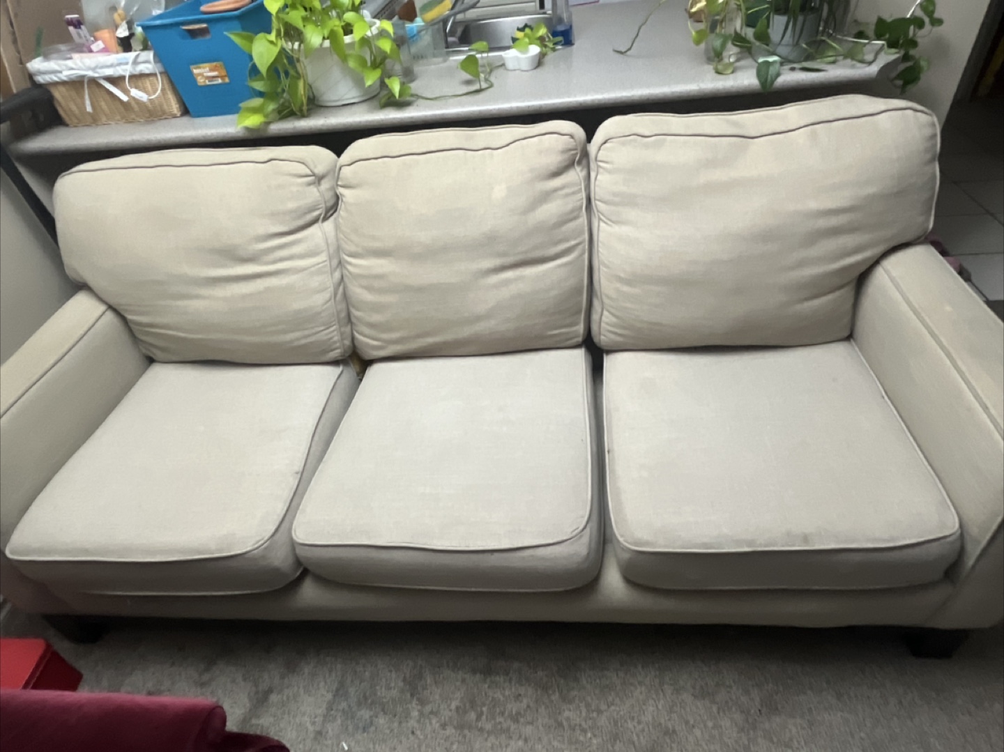 Comfortable Beige Three-Seat Sofa - photo 2