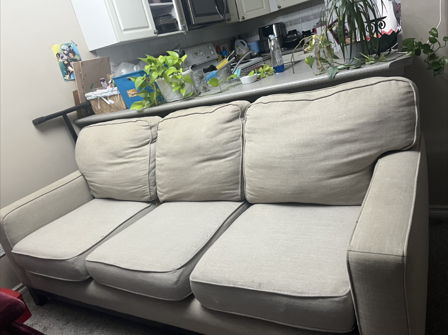 Comfortable Beige Three-Seat Sofa - photo 4