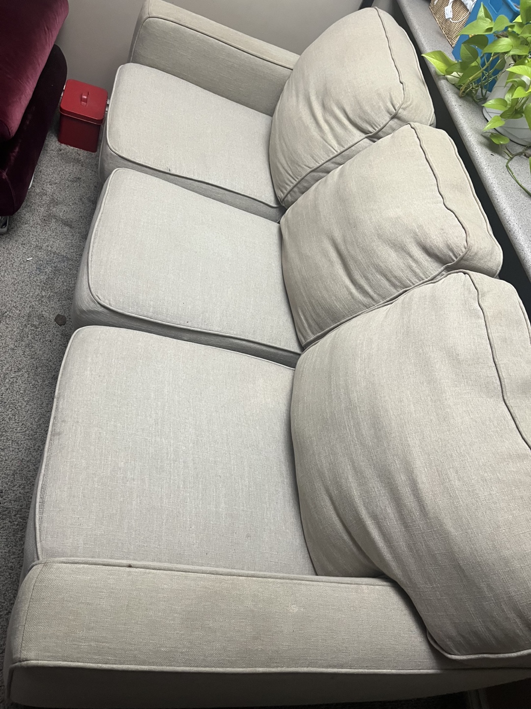 Comfortable Beige Three-Seat Sofa - photo 3