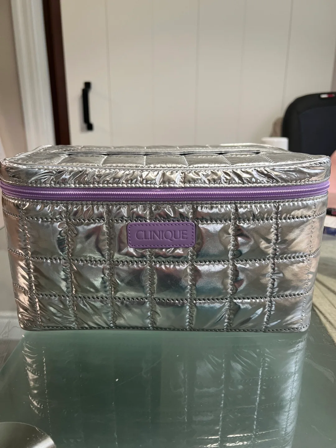 Clinique Silver Quilted Cosmetic Bag thumbnail