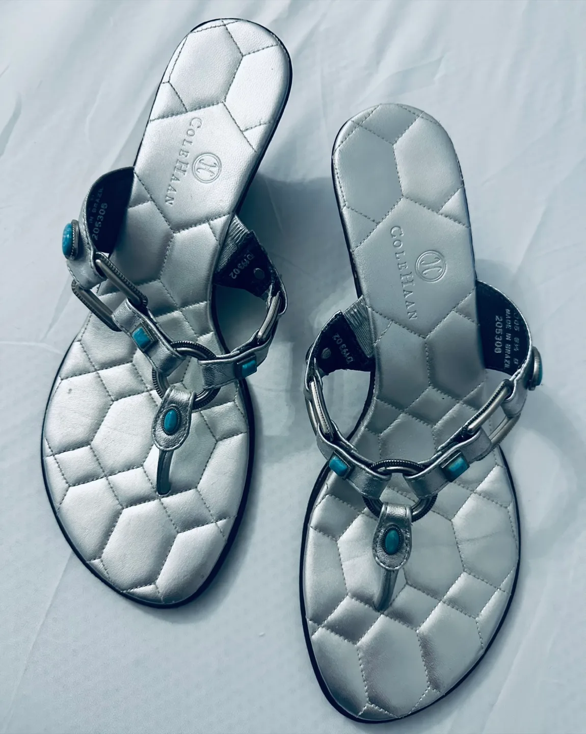 Cole Haan Silver Wedge Sandals - Size 8.5 thumbnail