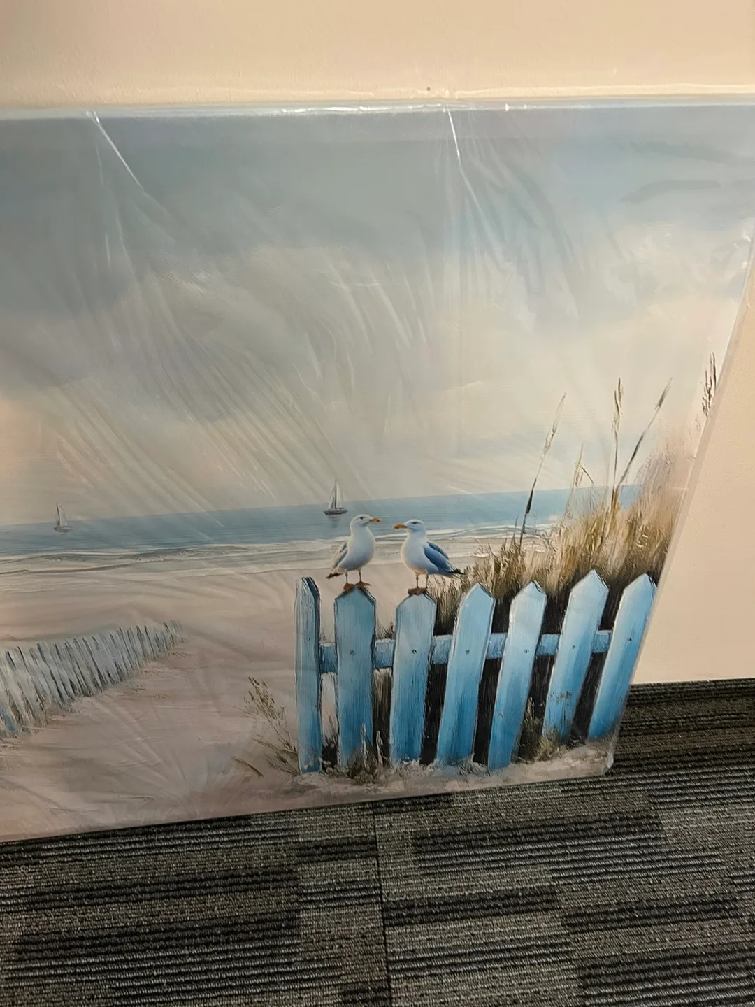 Large Blue Picket Fence Beach Canvas Wall Art image indicator(3)