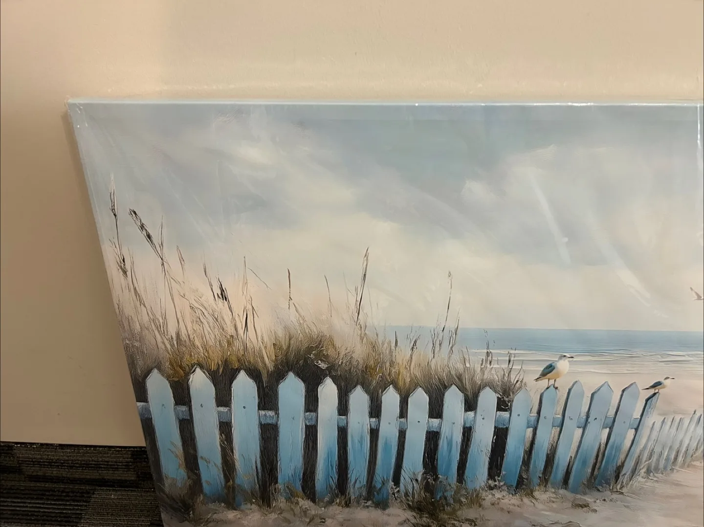 Large Blue Picket Fence Beach Canvas Wall Art image indicator(2)