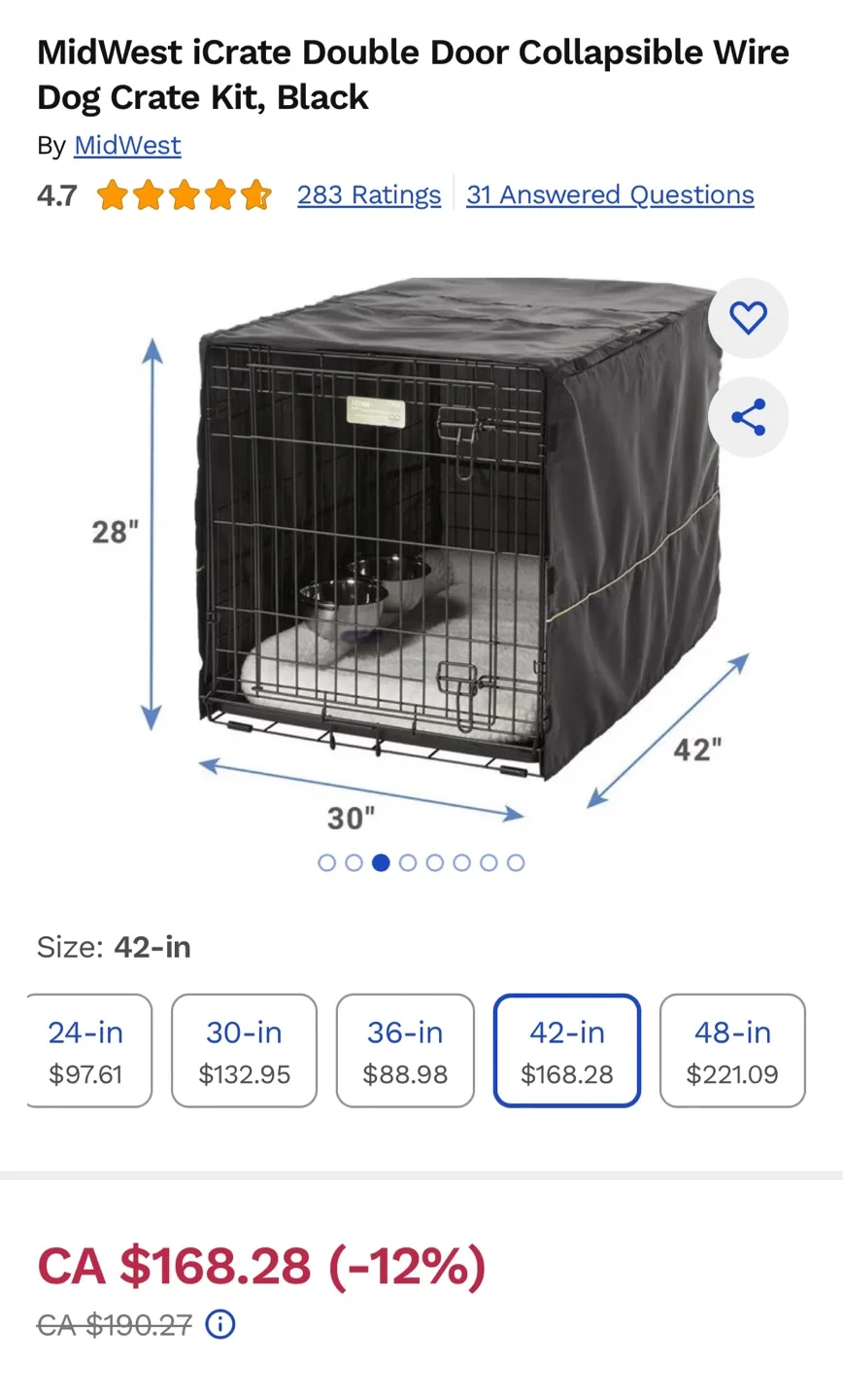 MidWest iCrate 42-in Dog Crate Kit thumbnail