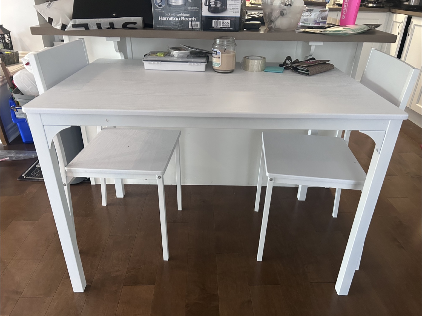 White Table + 2 Chairs & Bench