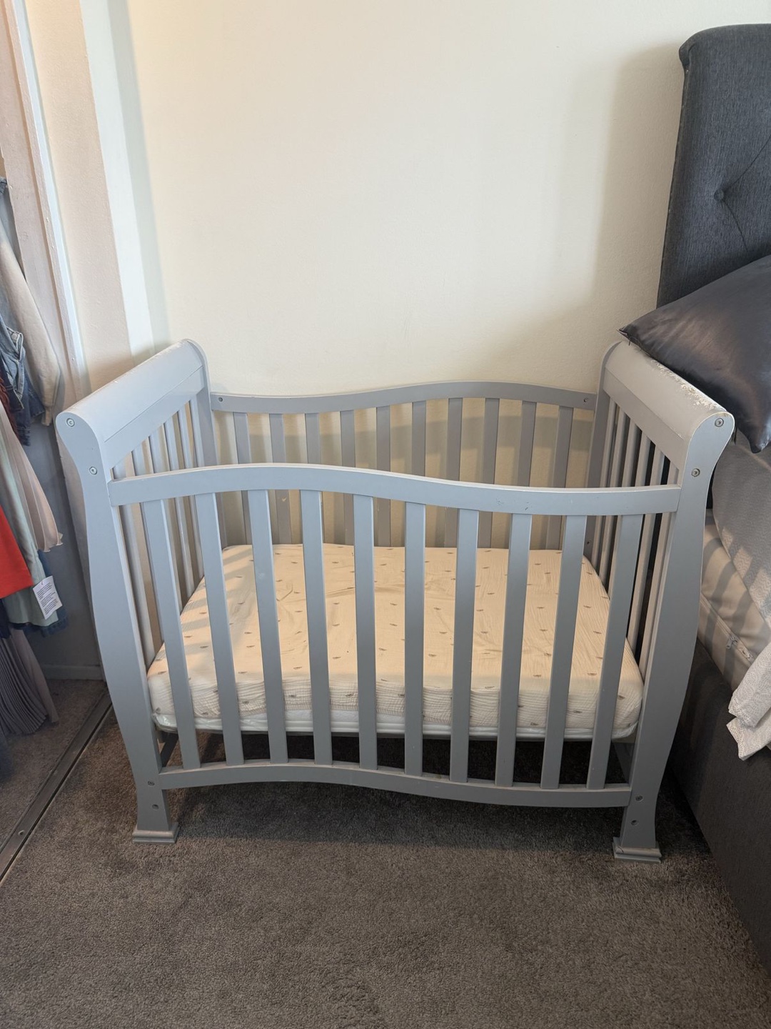 Grey Baby Crib