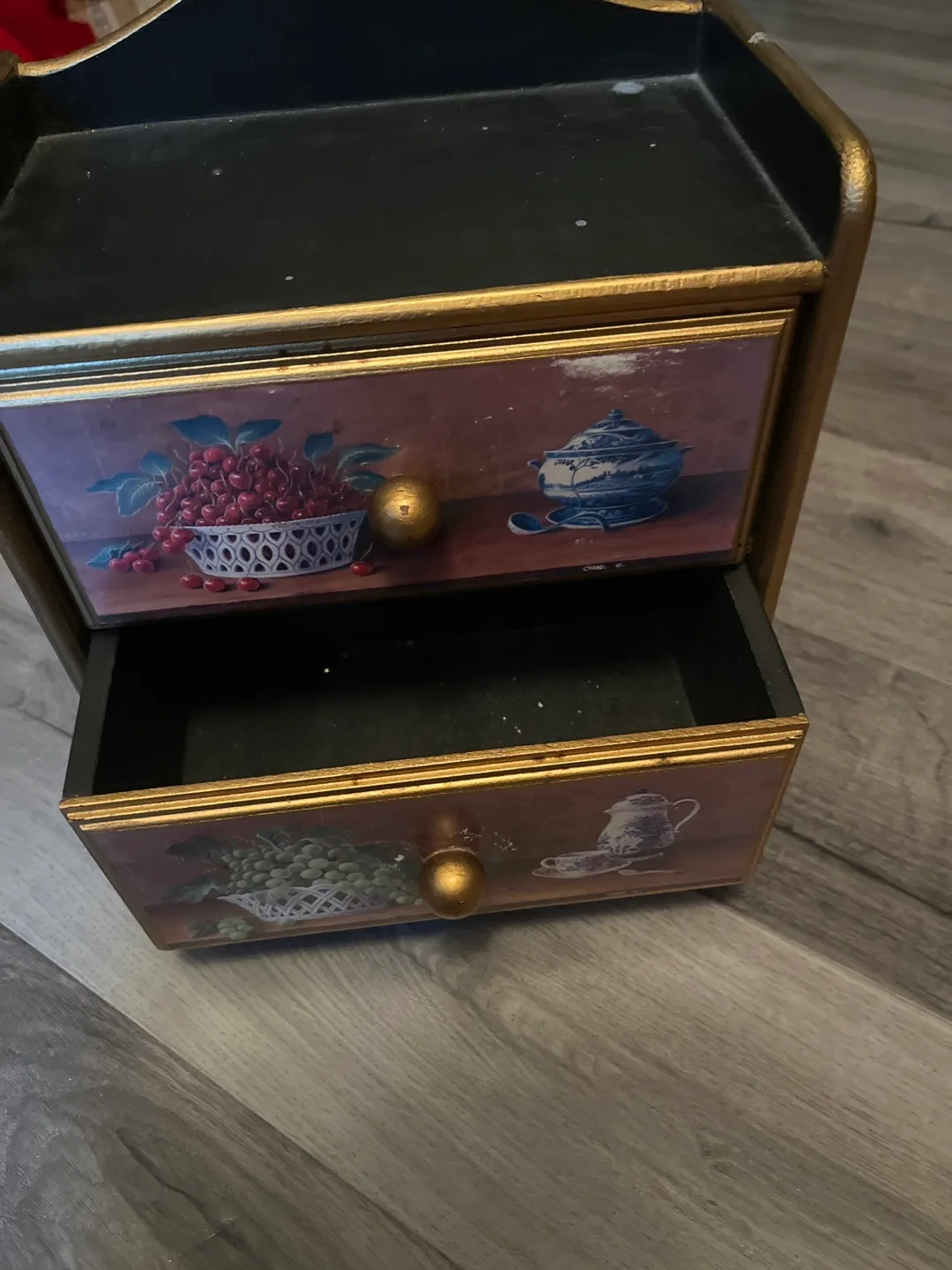 Small Wooden Storage Box with Drawers vintage image indicator(4)